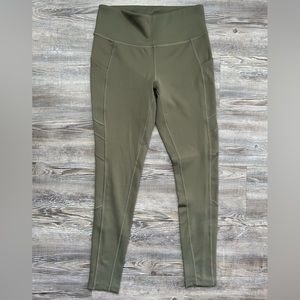 Women’s New Balance High Rise Pocket Tight Olive Green Leggings Size Medium